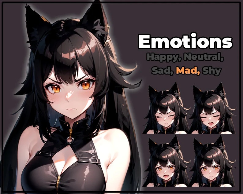 Black Wolf Neko Girl PNGTuber