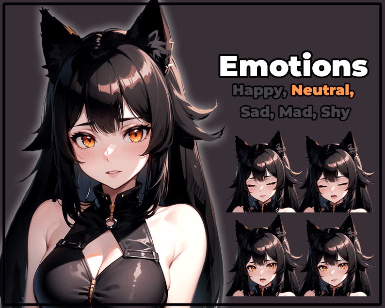 Black Wolf Neko Girl PNGTuber