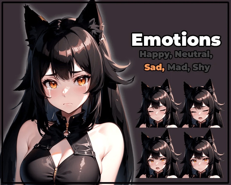 Black Wolf Neko Girl PNGTuber