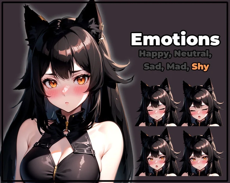 Black Wolf Neko Girl PNGTuber