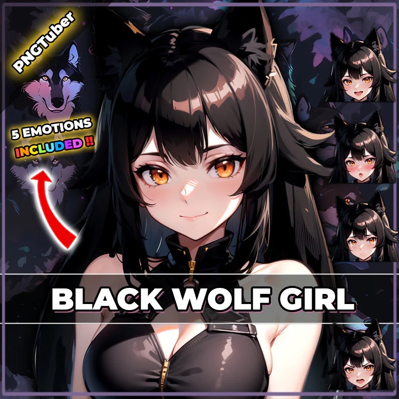 Black Wolf Neko Girl PNGTuber