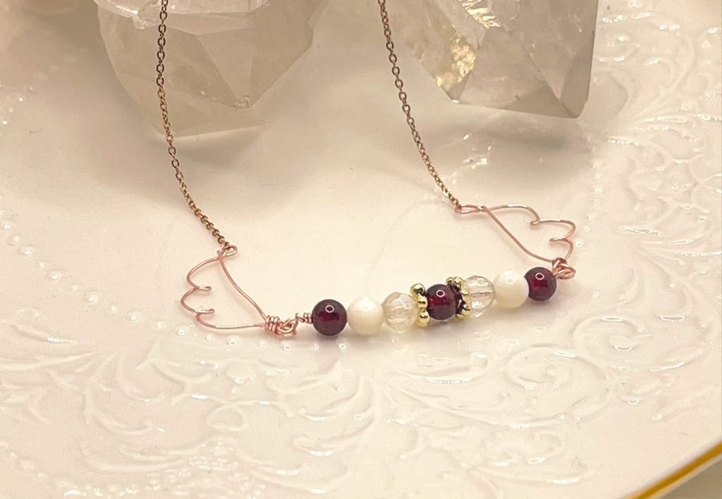 ミニ天使の誕生石ネック〈１月〉