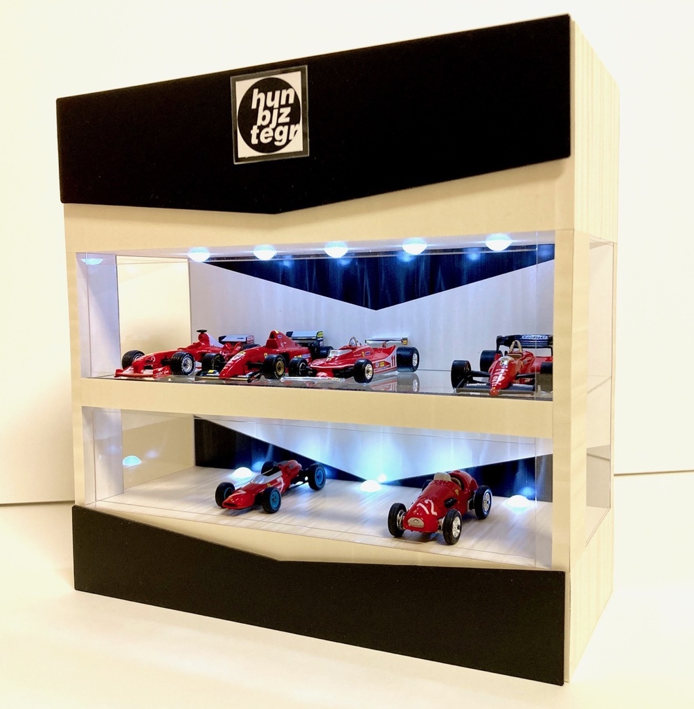1/64展示10台可能・特殊WH&BK・2層式ディスプレーBOX /ネオジオラマ