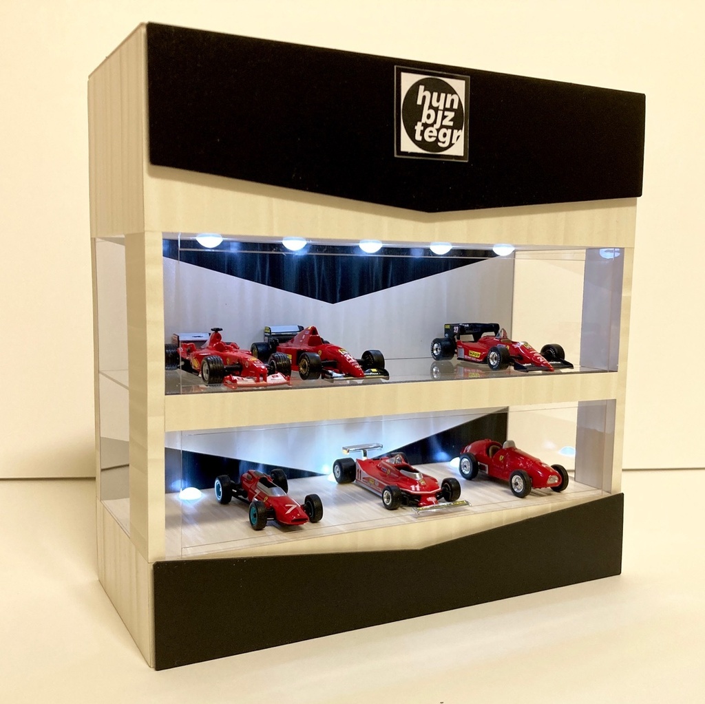 1/64展示10台可能・特殊WH&BK・2層式ディスプレーBOX /ネオジオラマ