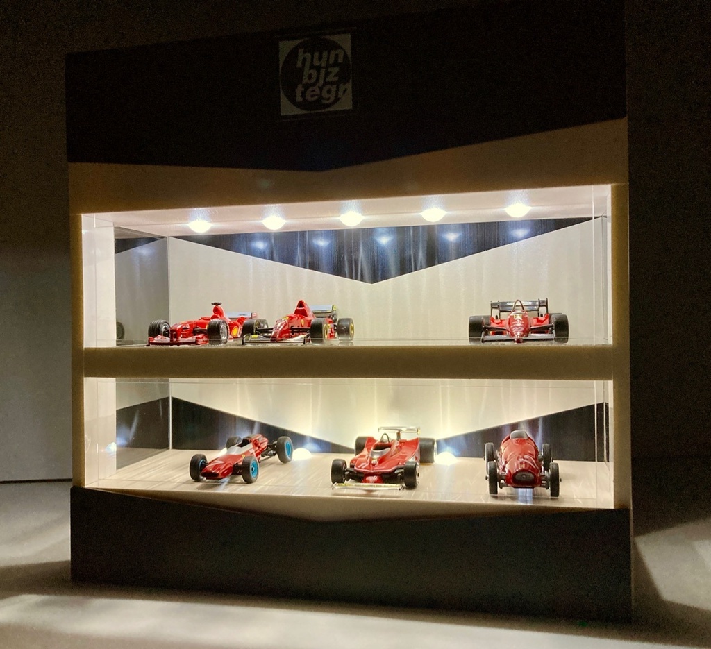 1/64展示10台可能・特殊WH&BK・2層式ディスプレーBOX /ネオジオラマ