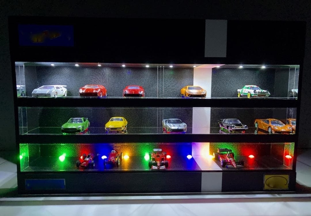 1/64展示30台可能・BK&WHライン・3層式ディスプレーBOX/ネオジオラマ