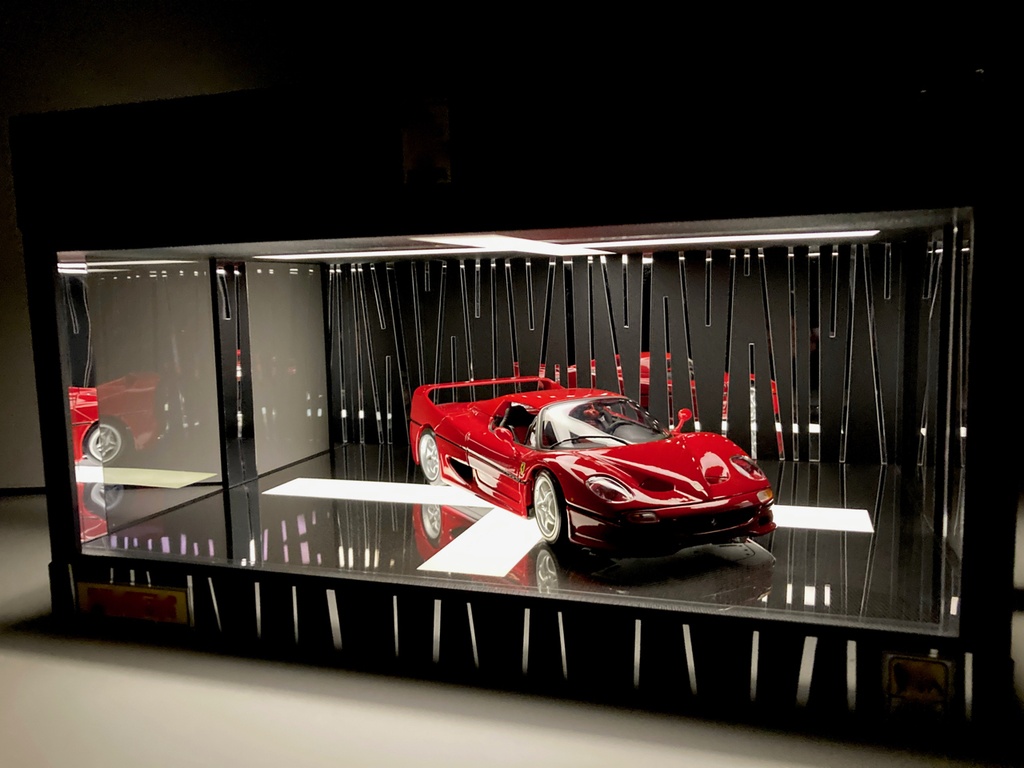1/18展示2〜3台可・クロス照明・ディスプレーBOX / USB電源LED照明・ネオジオラマ・1/24、1/43、1/64、京商、オートアートなど