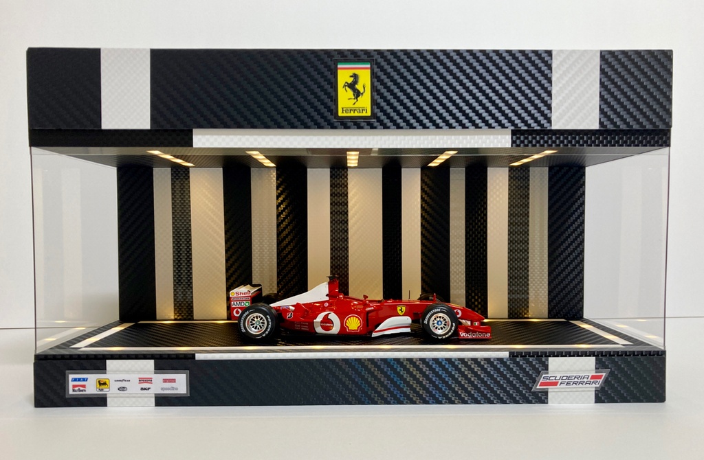 1/18・1/24・1/43対応・BK&WHカーボン・ディスプレーBOX / LED照明40灯・スタイリッシュジオラマ・京商、オートアートなどに・1/64にも