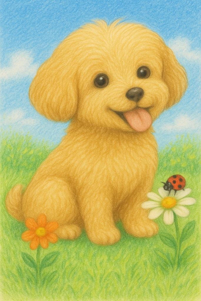 くるみちゃんのぬりえ「お花ばたけでこんにちは」