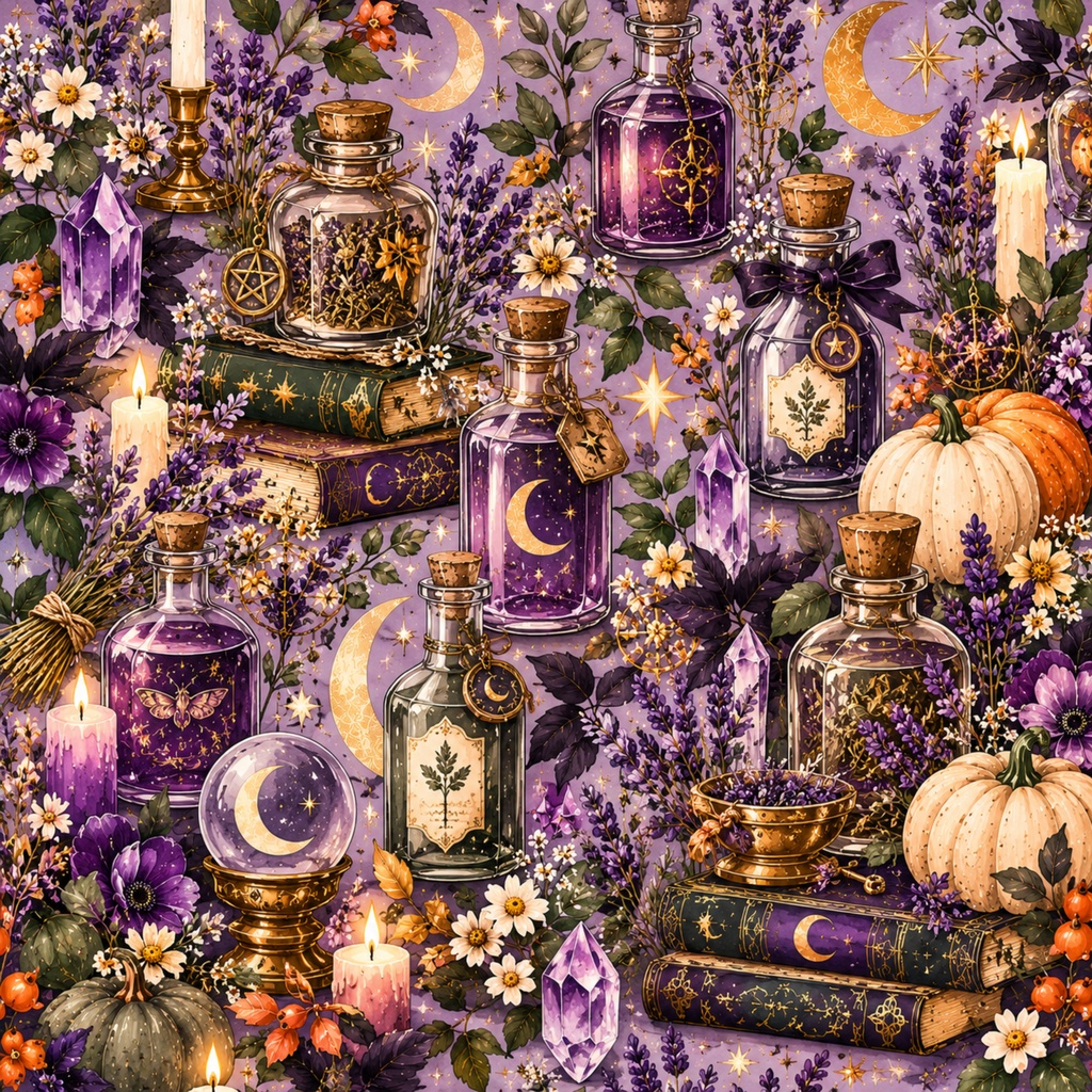 ハロウィン デザインペーパー 10枚セット ボタニカル・魔法・猫・月/PNG