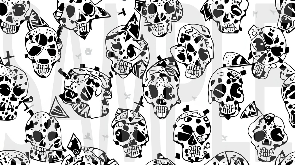 【15枚】ゴシック・ハードパンク・グリッチ 髑髏背景素材集 vol.02【AI生成】
