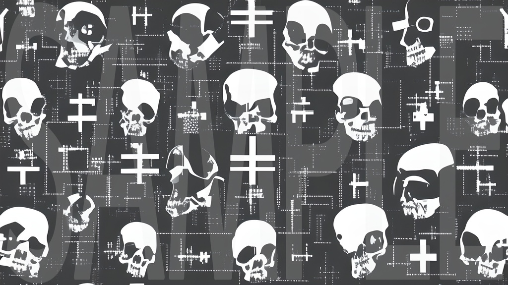 【15枚】ゴシック・ハードパンク・グリッチ 髑髏背景素材集 vol.02【AI生成】