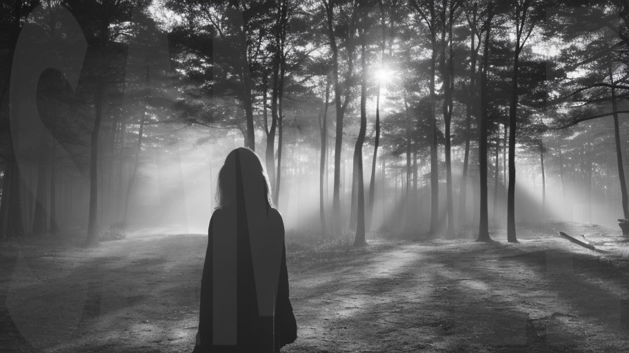 【4K・高解像度】洋風ホラー 背景素材:霧と光、女性のシルエット 3枚セット