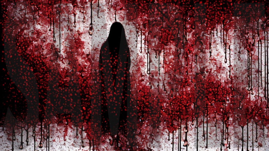 【4K・高解像度】ホラー背景素材:滴る血痕と和のシルエット スプラッター3枚セット