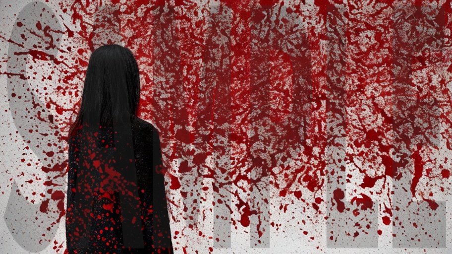 【4K・高解像度】ホラー背景素材:滴る血痕と和のシルエット スプラッター3枚セット