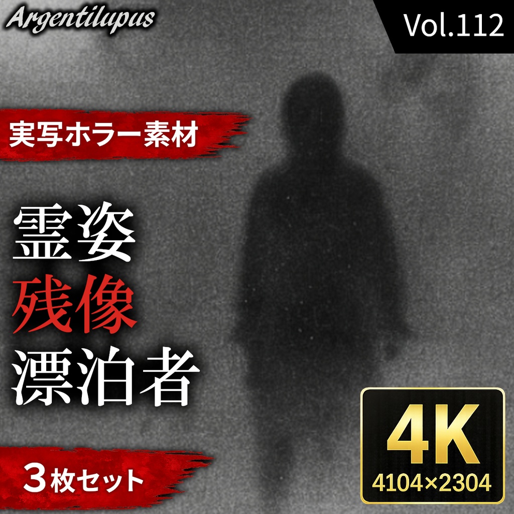 【4K・実写ホラー素材】霊姿・残像・漂泊者 3枚セット【AI生成】Vol.112