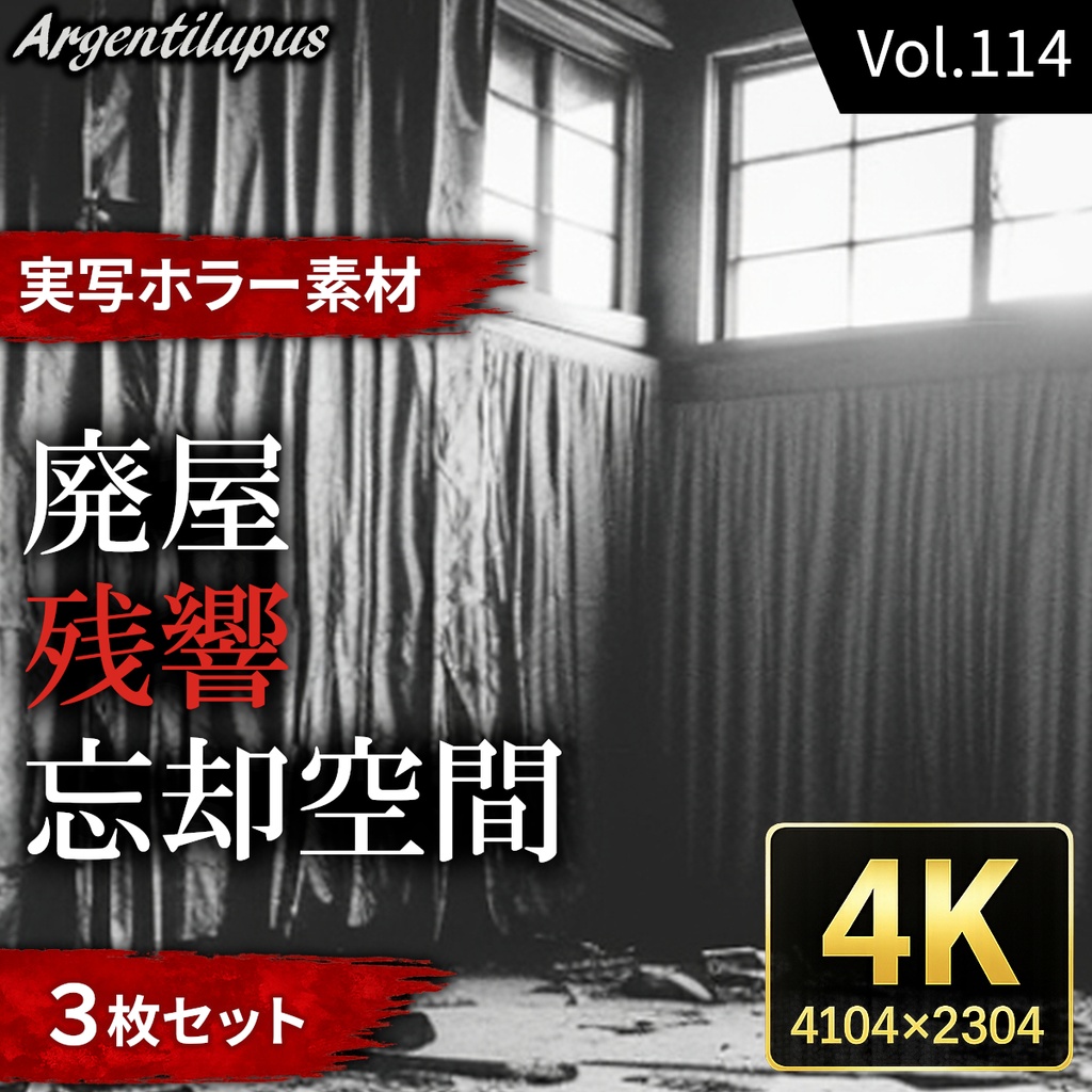 【4K・実写ホラー素材】廃屋・残響・忘却空間 3枚セット【AI生成】Vol.114