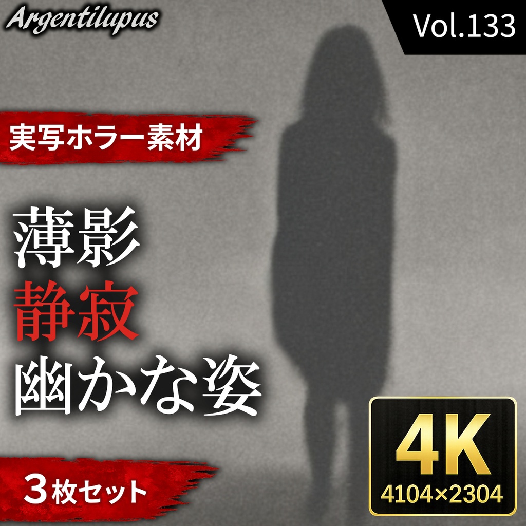 【霞む女性シルエット3枚セット】薄影・静寂・幽かな姿【4K・実写ホラー素材】【AI生成】Vol.133