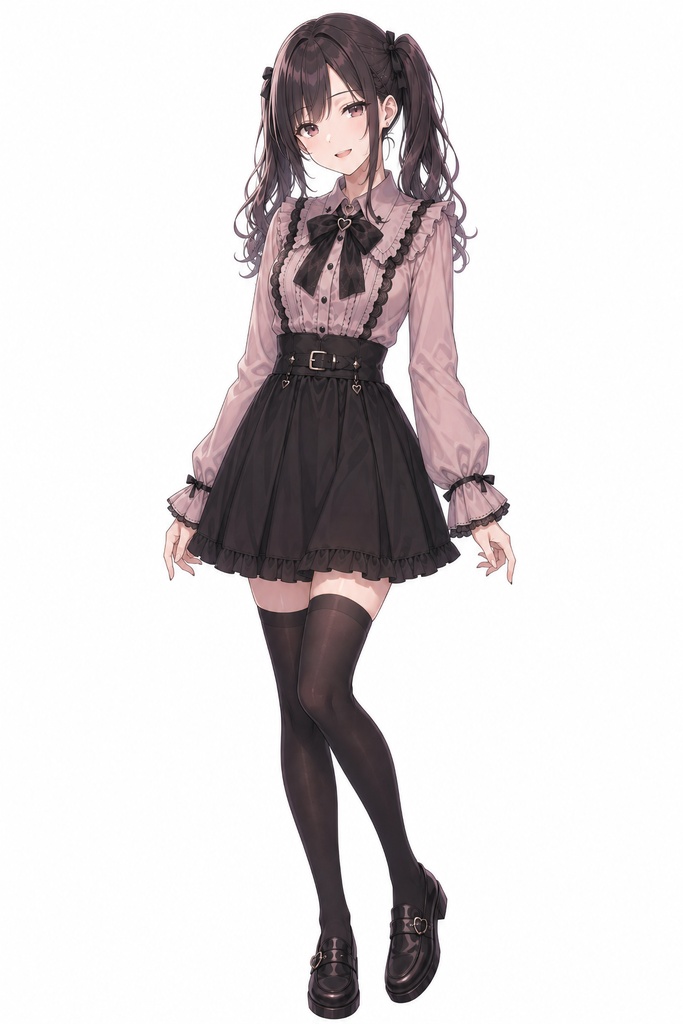 【立ち絵素材】20代女性地雷系 全身+表情差分8種(透過・白背景同梱)