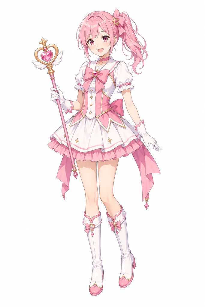 【立ち絵素材】10代女性魔法少女 全身+表情差分8種(透過・白背景同梱)