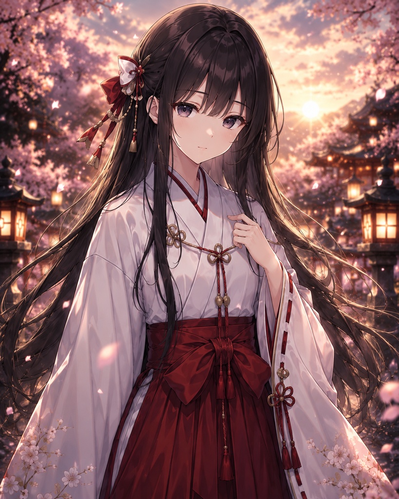 【立ち絵素材】10代女性巫女2 全身+表情差分8種(透過・白背景同梱)