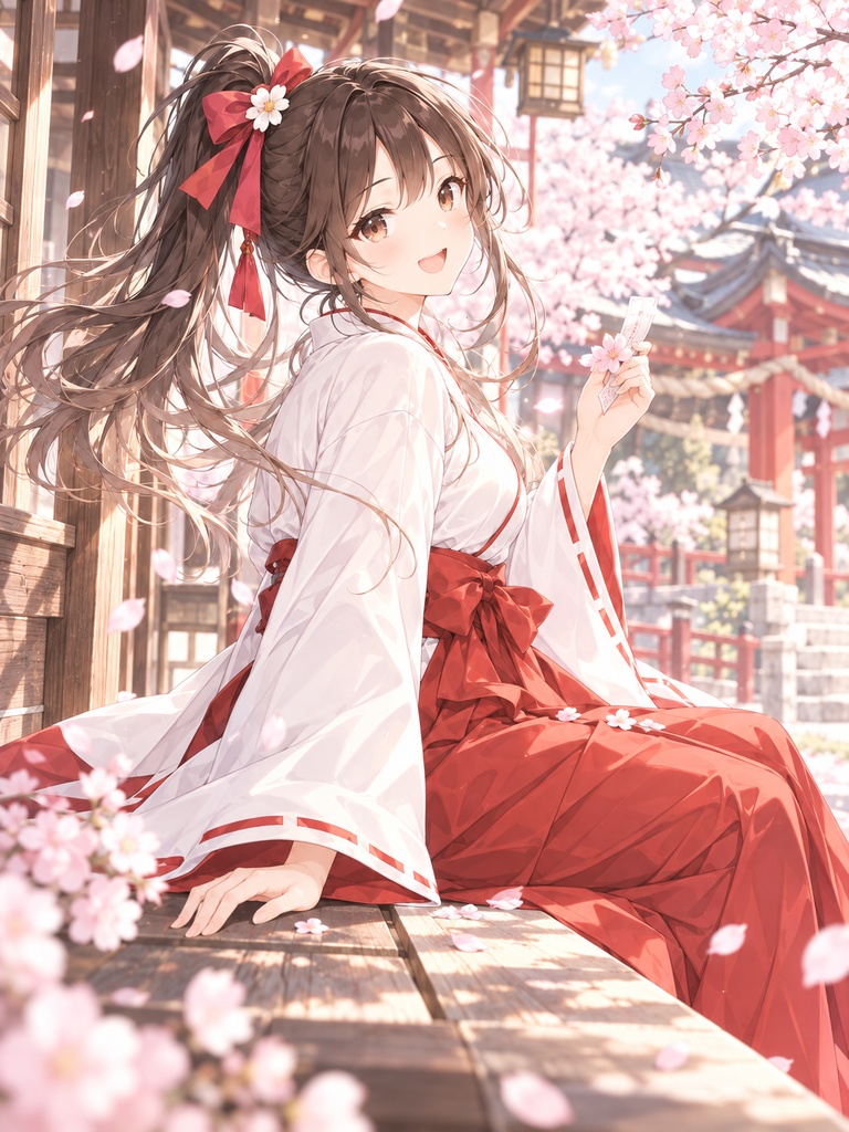 【立ち絵素材】10代女性巫女3 全身+表情差分10種(透過・白背景同梱)