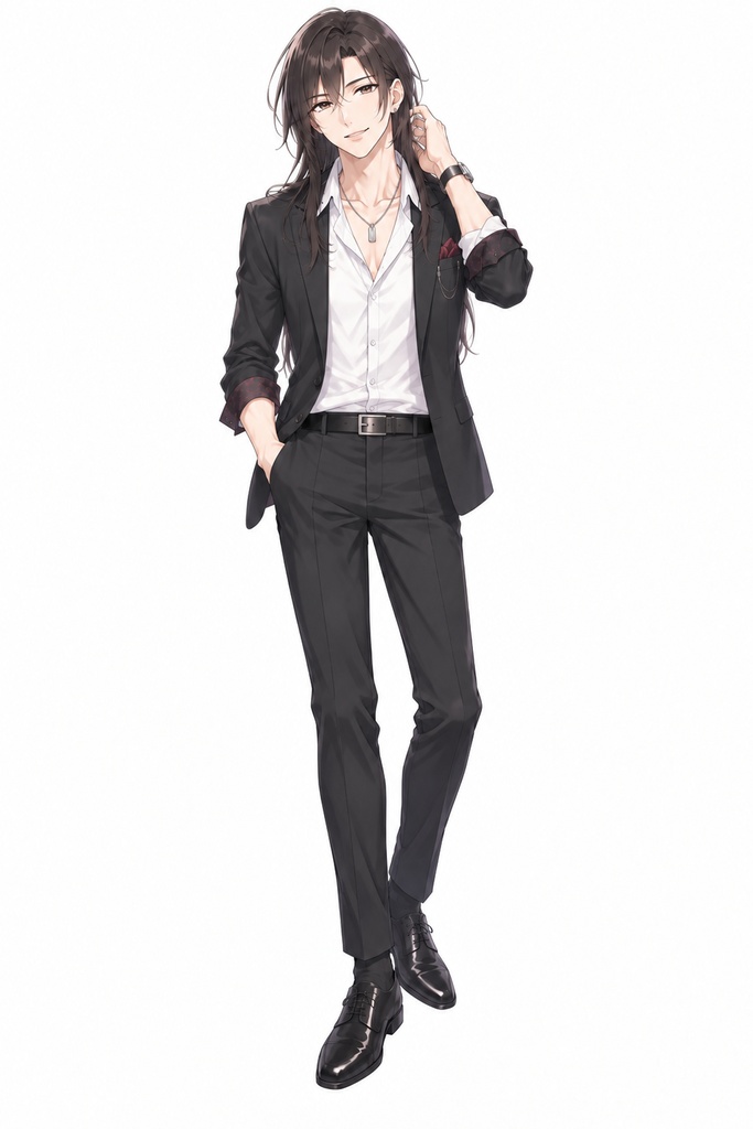 【立ち絵素材】20代男性ホスト 全身+表情差分10種(透過・白背景同梱)