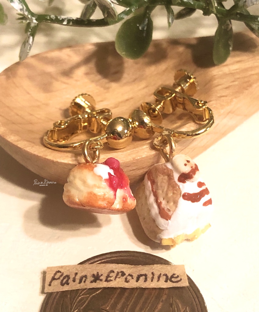 キャラメルバナナシフォンとスコーンのイヤリング