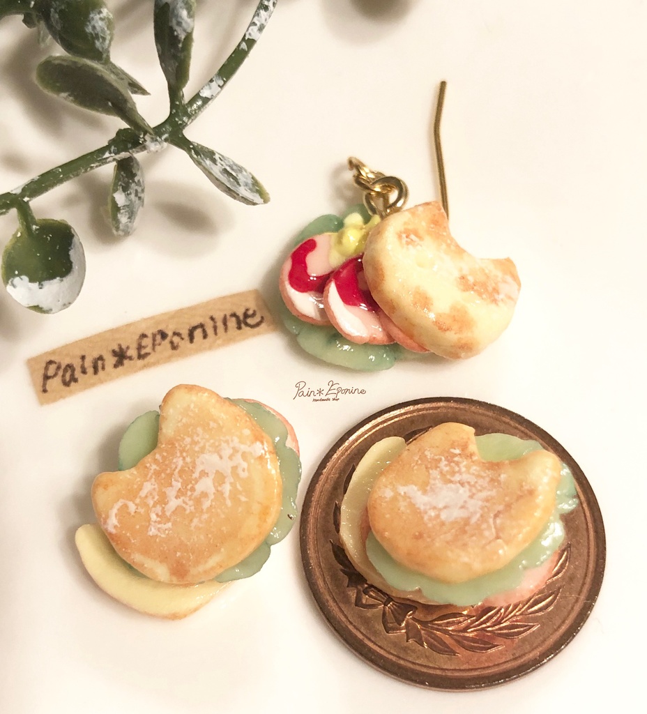 【片耳】にゃんこフォカッチャ(ハムエッグ)ピアス