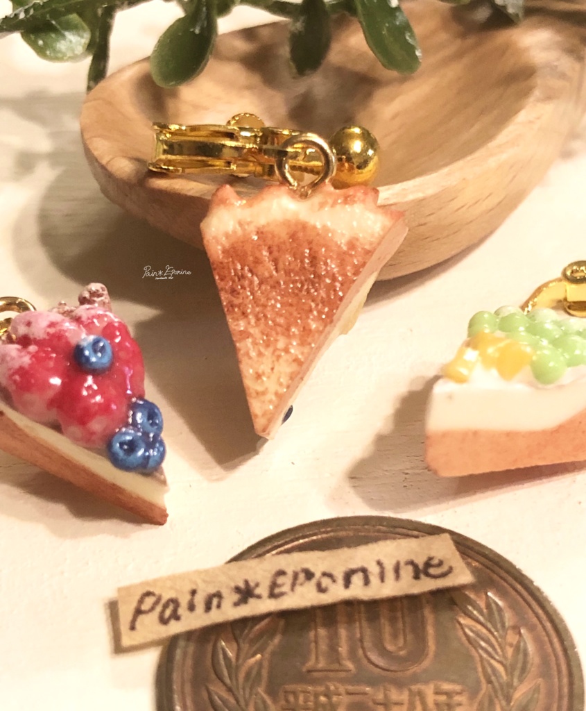 【片耳】カットフルーツタルトイヤリング:マスカットと林檎