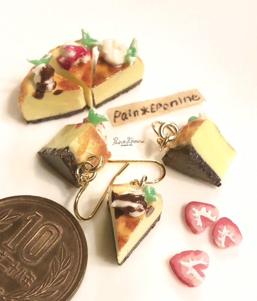 【片耳】ベイクドチーズケーキピアス