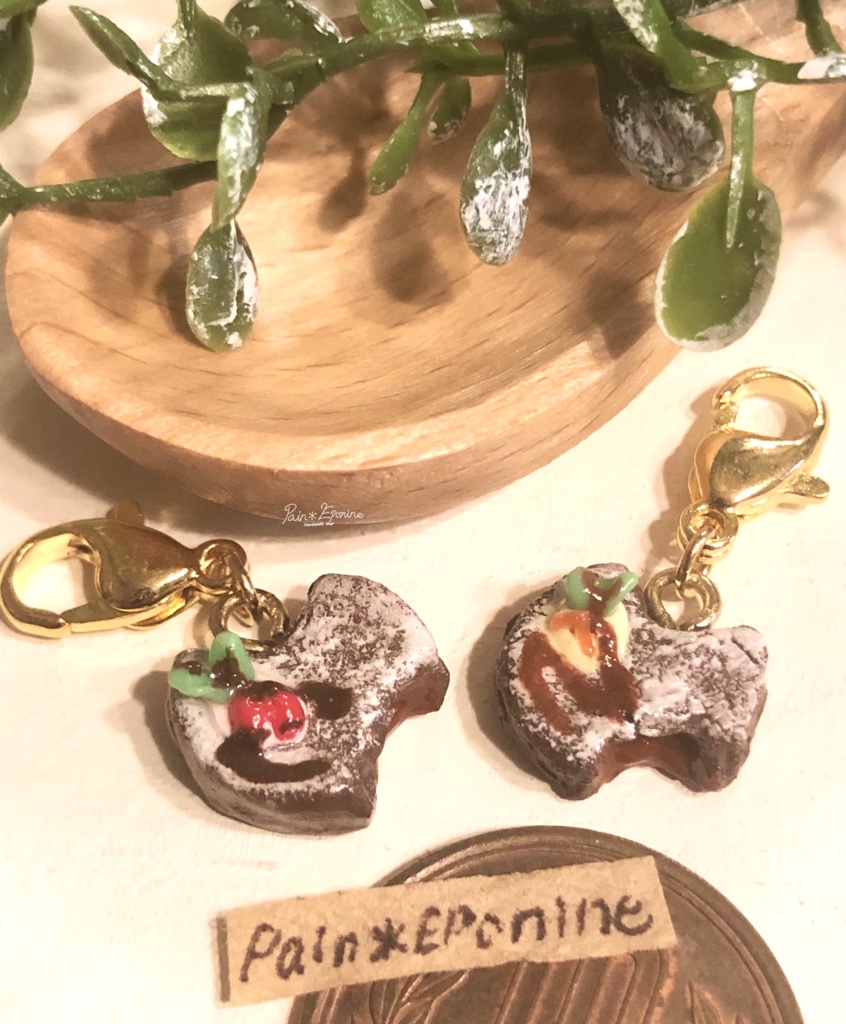 【片耳】にゃんこフォンダンショコラチャーム:オレンジピール