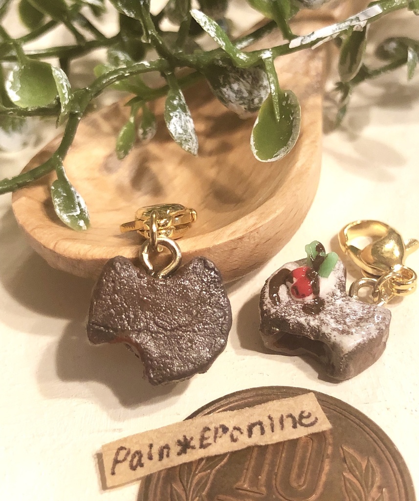 【片耳】にゃんこフォンダンショコラチャーム:オレンジピール