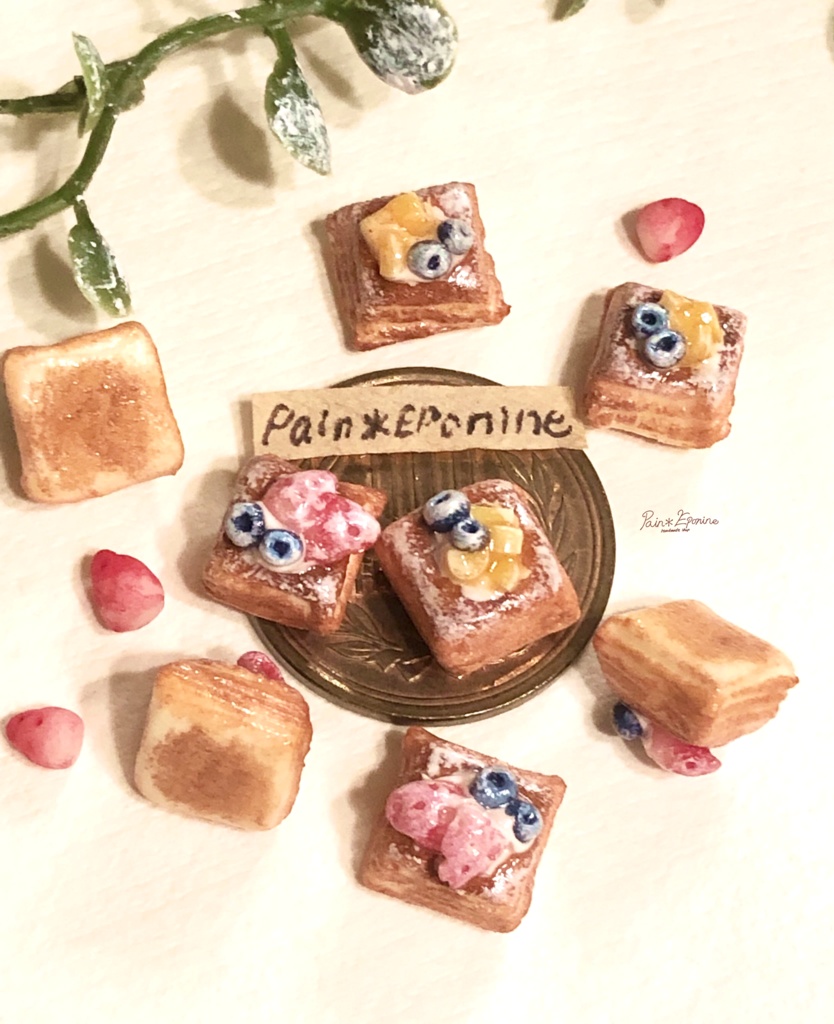 【2個セット】ミニチュア苺とマンゴーのデニッシュ