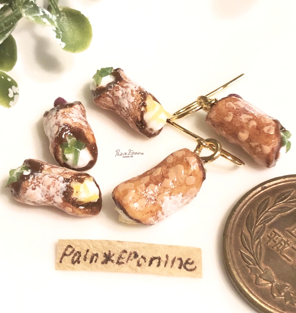 レモンとチェリーのカンノーロピアス