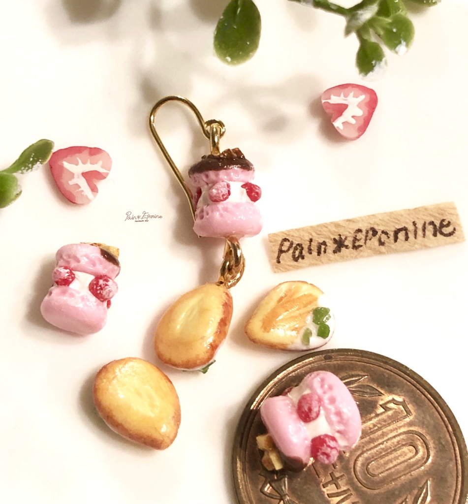 【片耳】マカロンとマドレーヌのピアスA