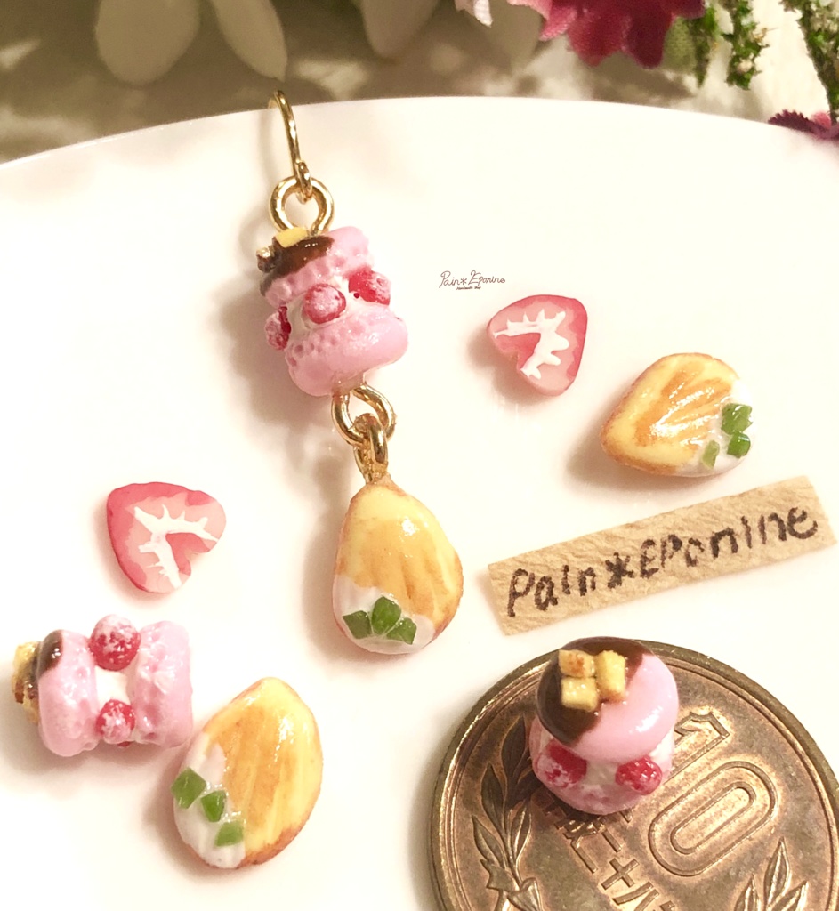 【片耳】マカロンとマドレーヌのイヤリングA