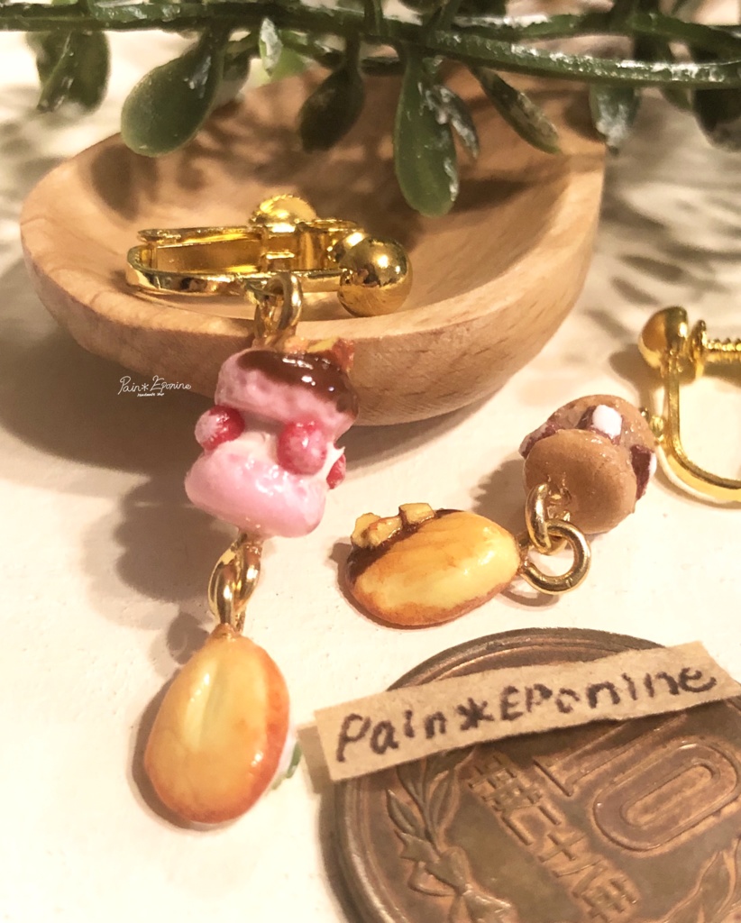 【片耳】マカロンとマドレーヌのイヤリングA