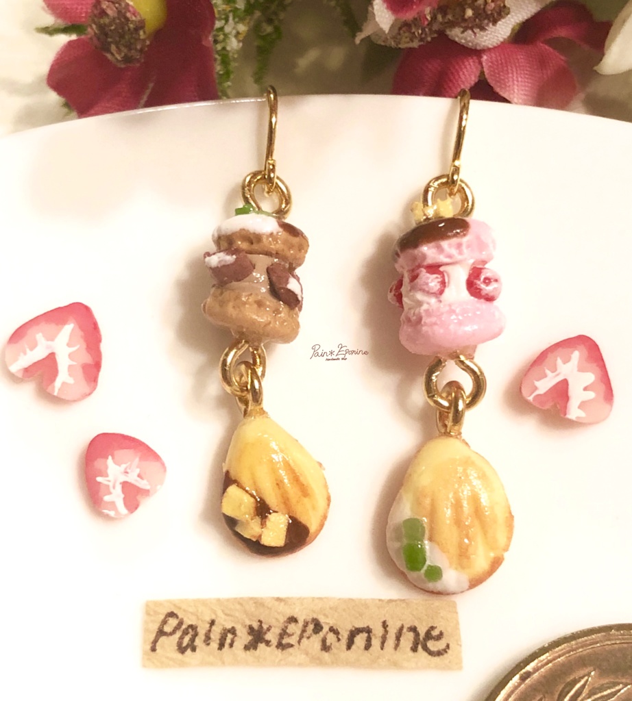 【片耳】マカロンとマドレーヌのピアスB