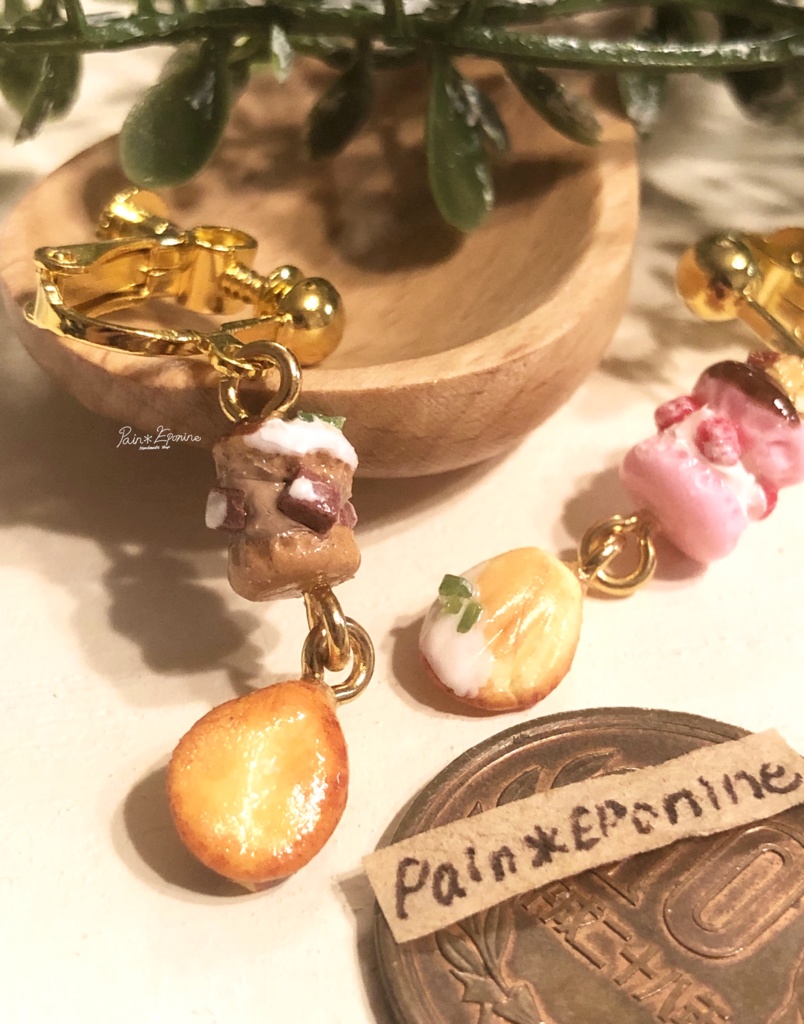 【片耳】マカロンとマドレーヌのイヤリングB