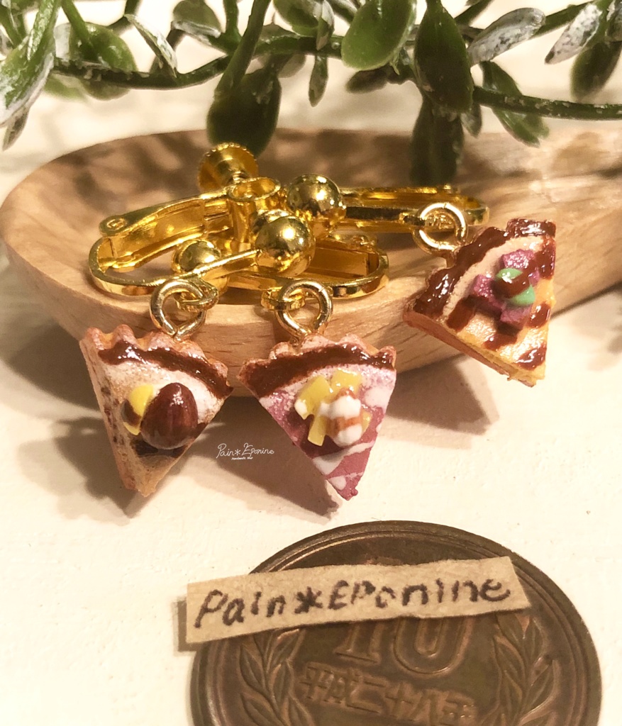 【片耳】秋の味覚のミニタルトイヤリング:紫芋