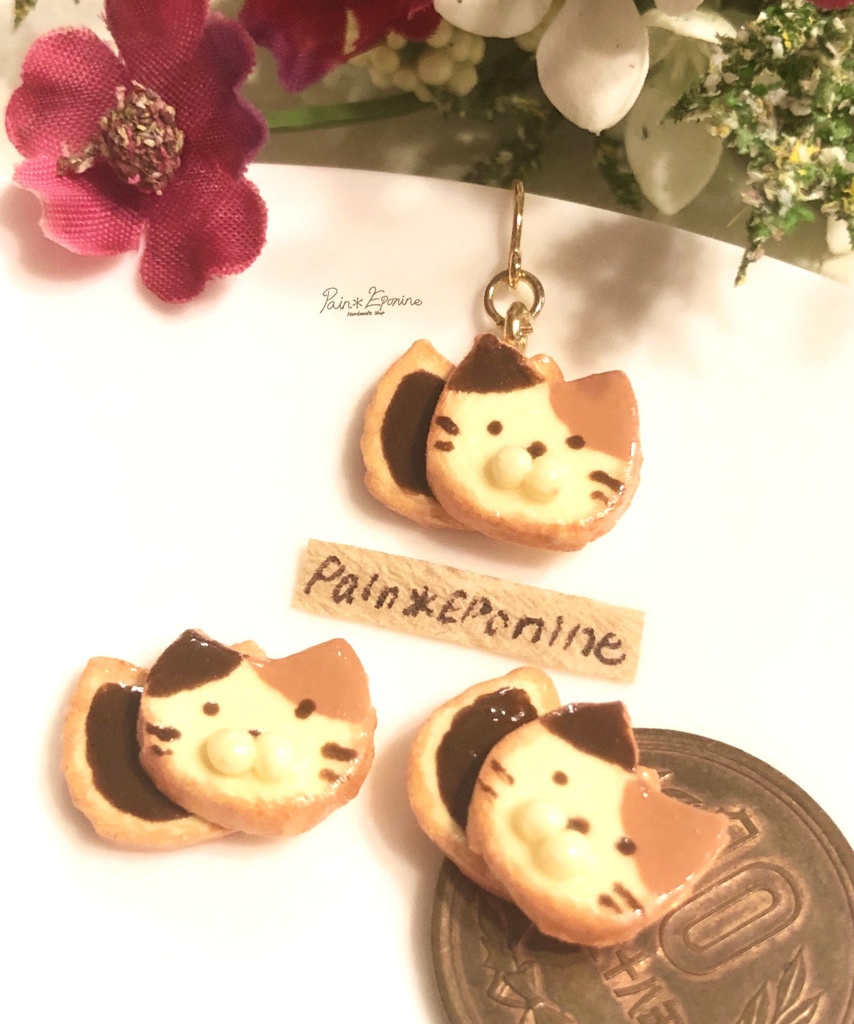 【片耳】にゃんこラングドシャサンドピアス