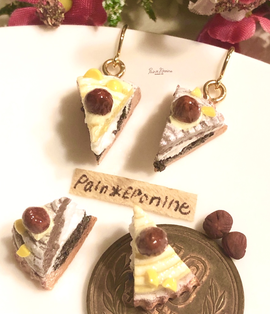 2色のモンブランタルトピアス