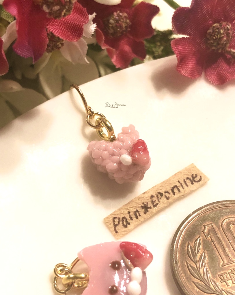 【片耳】にゃんこ桜餅ピアス:関西風