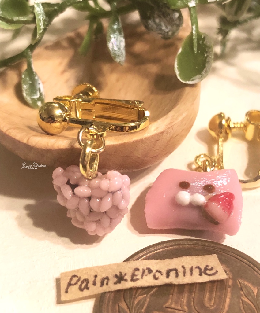 【片耳】にゃんこ桜餅イヤリング:関西風