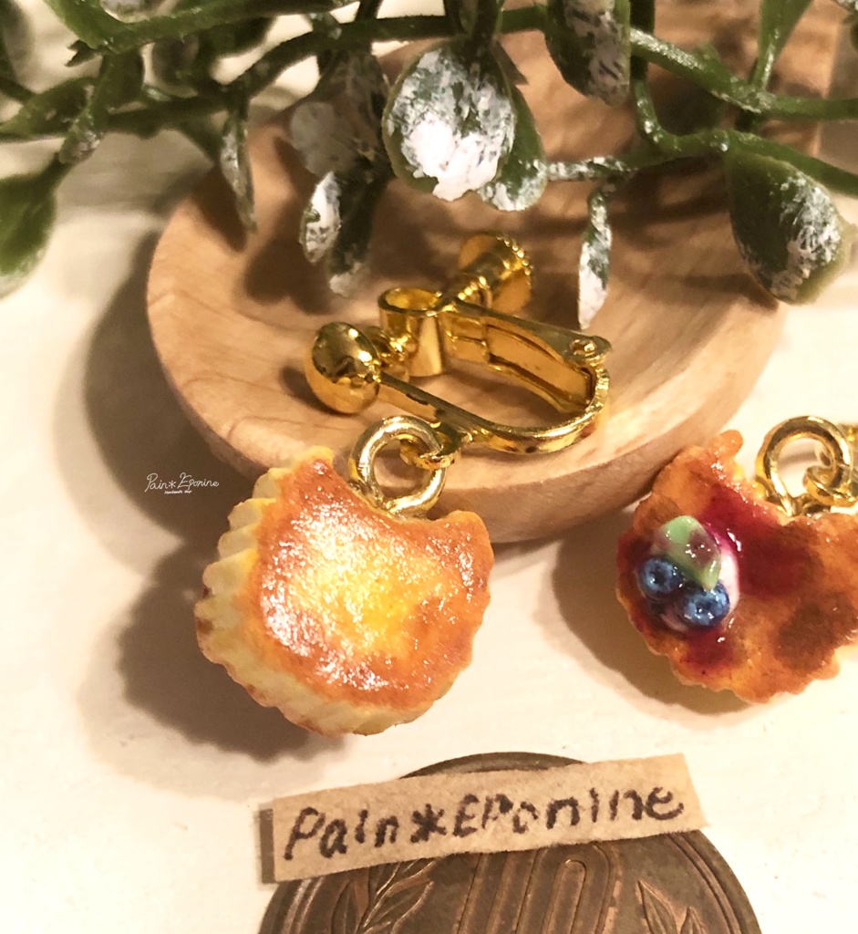 【片耳】にゃんこバスクチーズケーキイヤリング:キャラメルナッツ