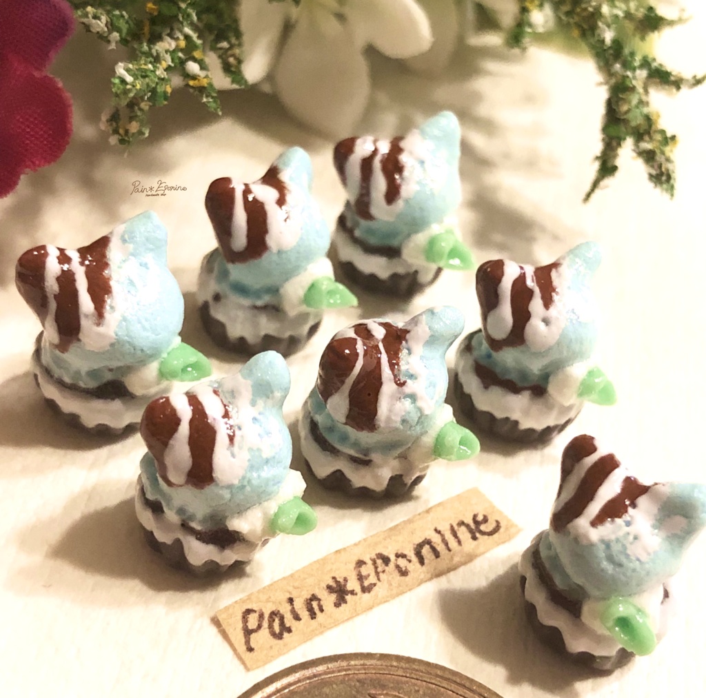 【ミニチュア】にゃんこチョコミントアイス