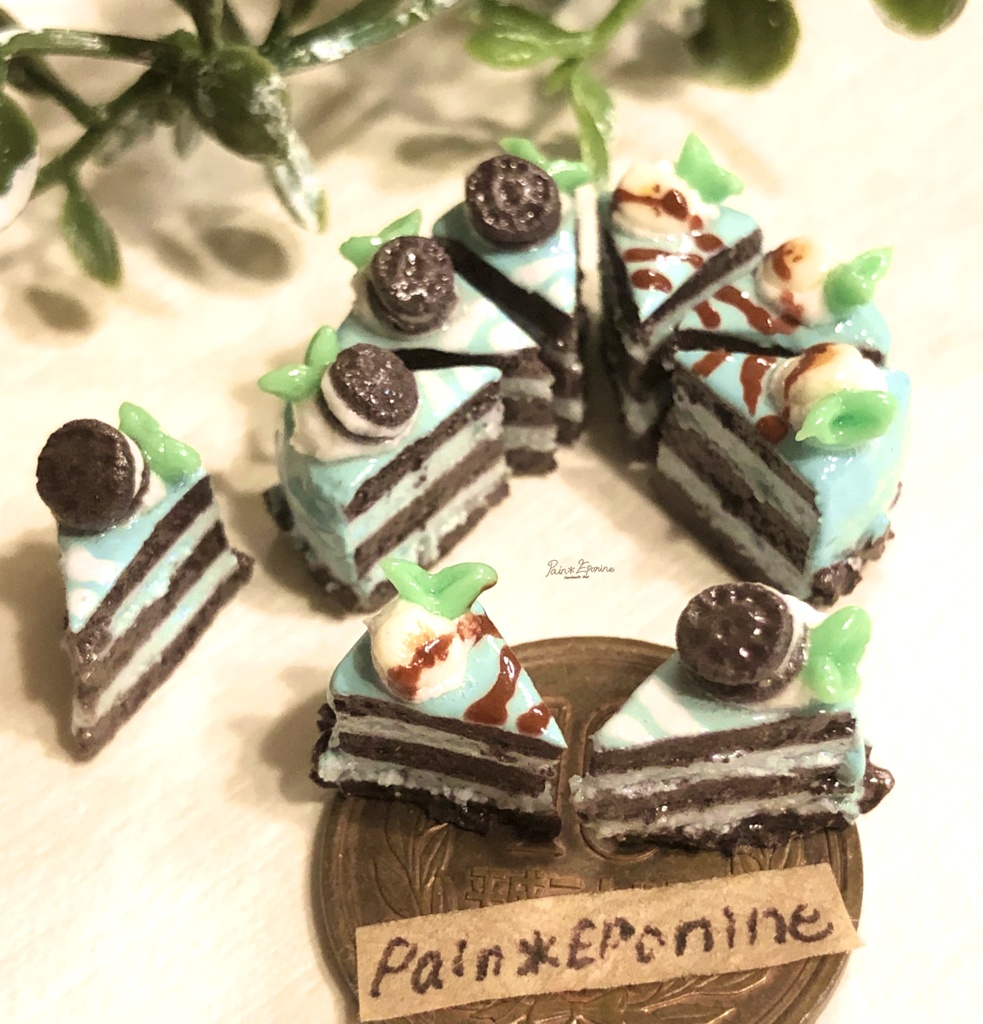 【2個セット】ミニチュア断面を楽しむチョコミントケーキ