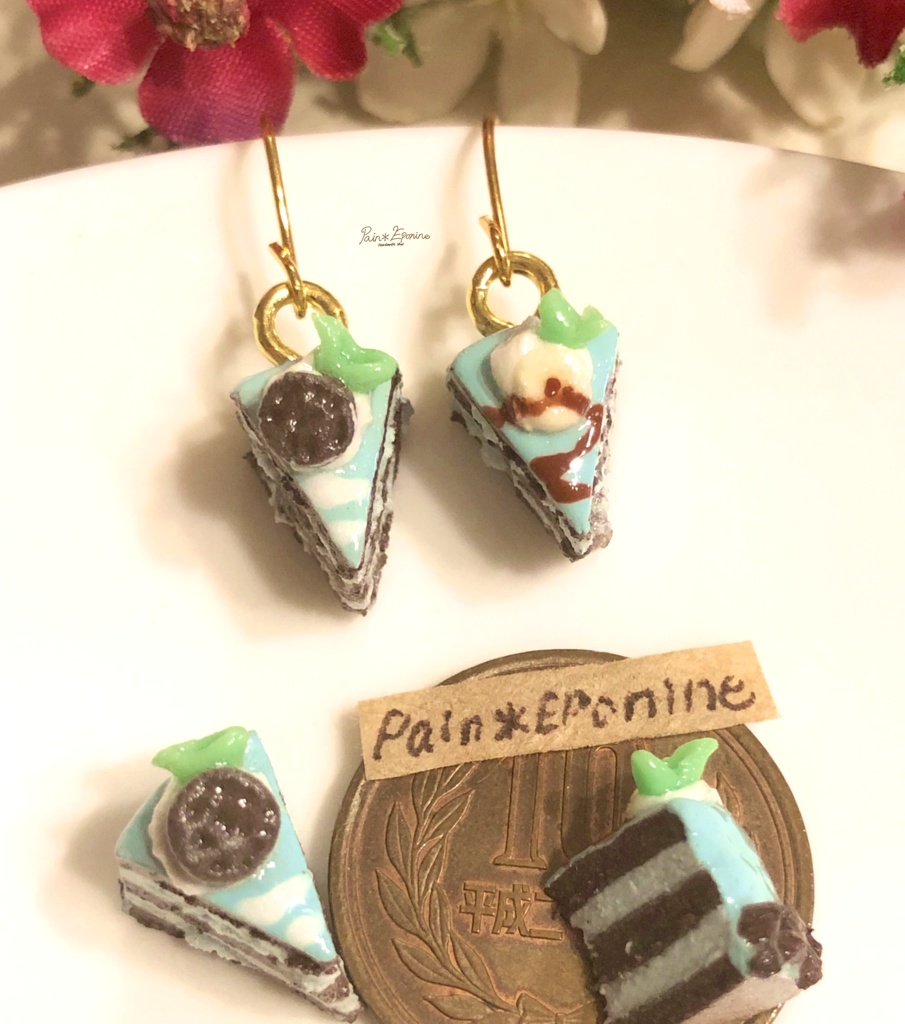 チョコミントケーキピアス:正面
