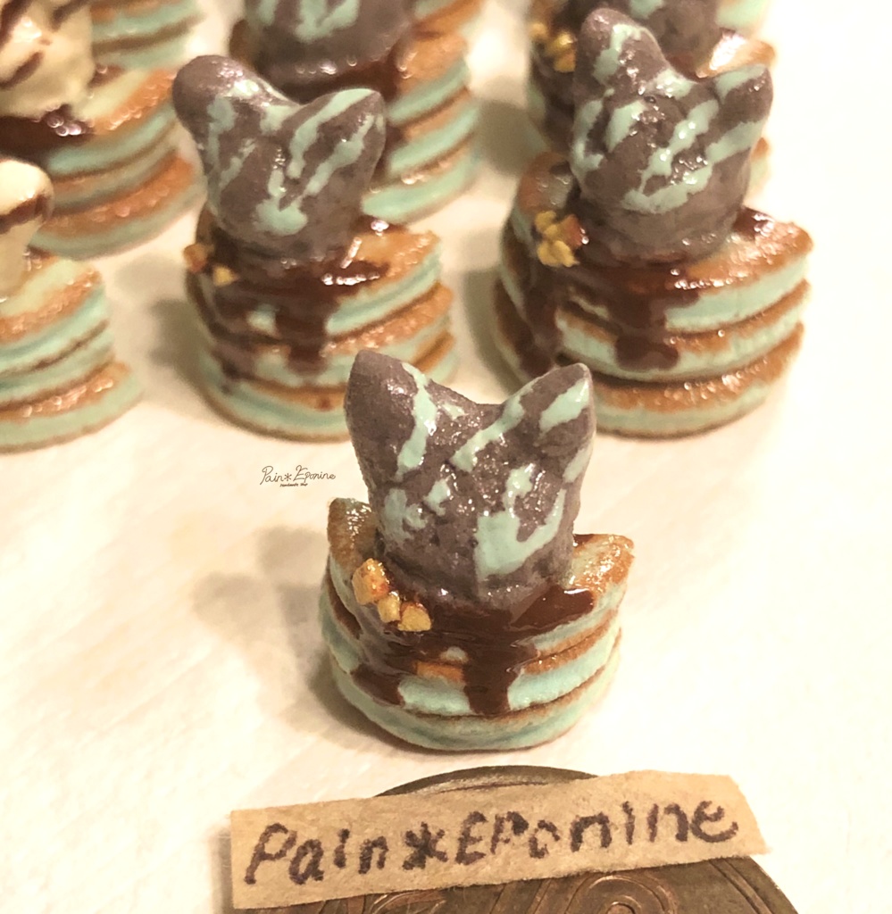 【ミニチュア】チョコミントパンケーキ(にゃんこアイス)チョコ